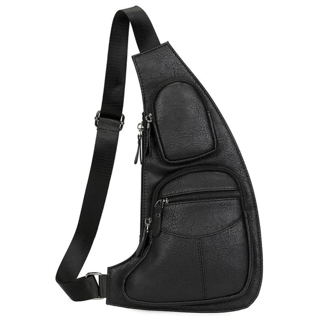 Brusttasche für Herren ⎜ Schlankes Design mit Mehreren Reißverschlüssen und Sicherem Anti-Diebstahl-Tragegurt