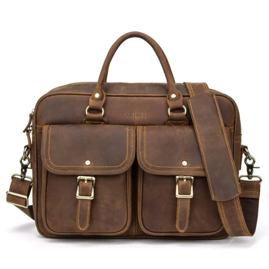 Reisetasche aus Rindsleder für Herren ⎜ Robuste Lederreisetasche mit großem Fassungsvermögen