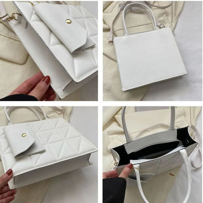Modische Handtasche mit Quadratprägung ⎜ Stilvolle Umhängetasche mit praktischer Kartenhülle