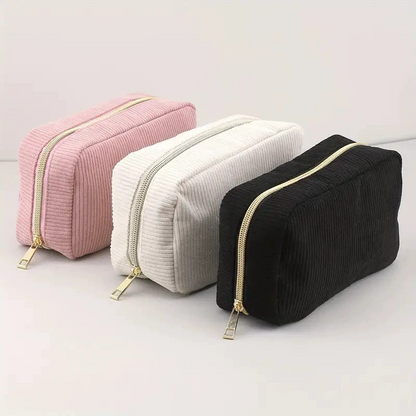 Kosmetiktasche für Damen ⎜ Praktische Aufbewahrungstasche aus Kordstoff mit Reißverschluss