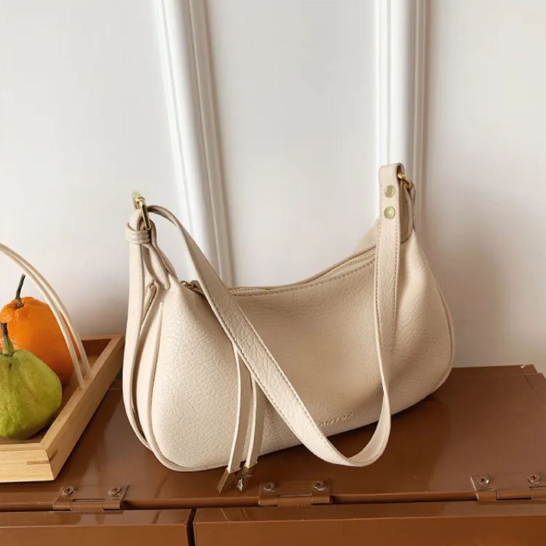 Modische Umhängetasche für Damen ⎜ Schlichte Schultertasche im Dumpling-Design mit verstellbarem Riemen