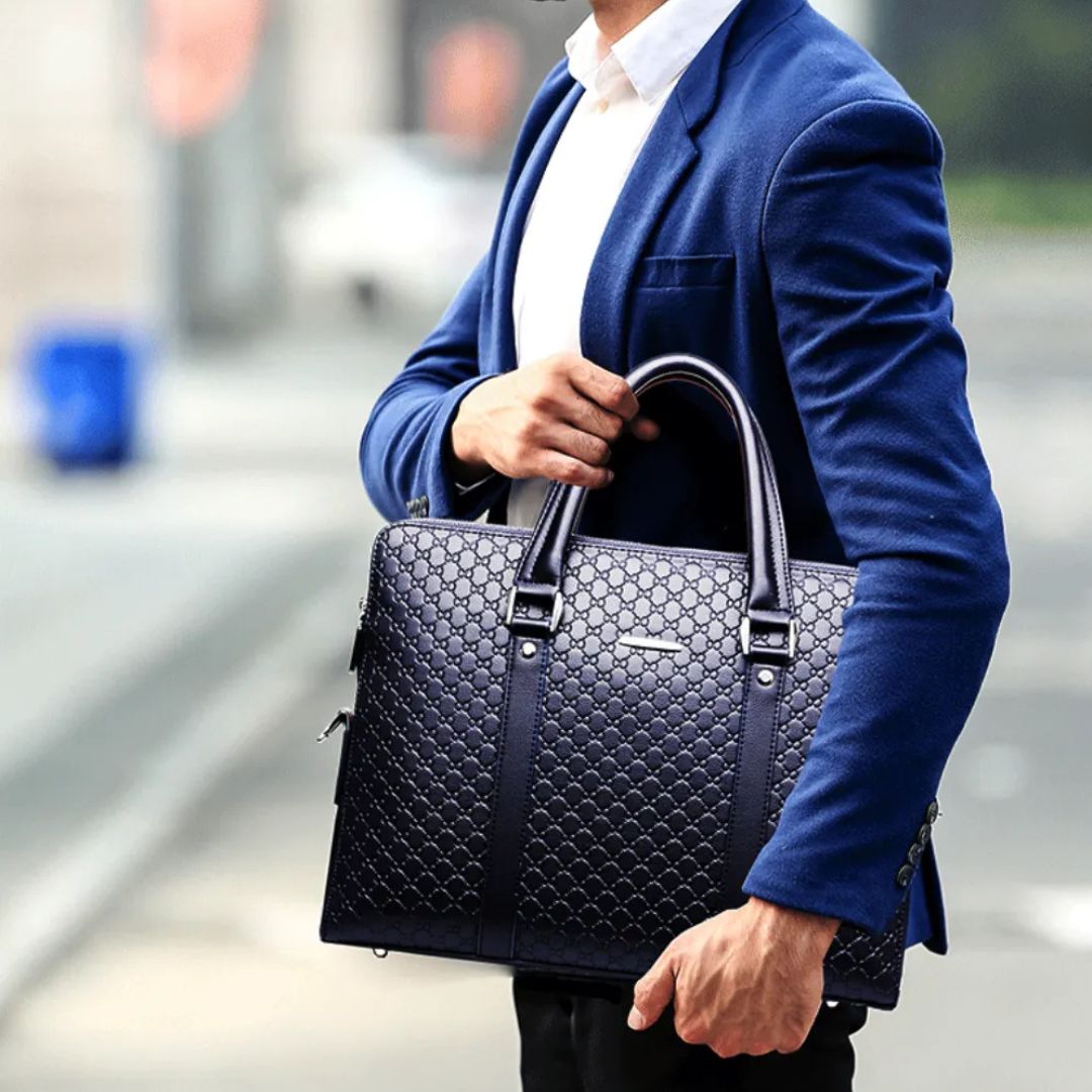 Leder Aktentasche für Herren ⎜ Stilvolle Business Tasche mit geprägtem Design und zusätzlicher Geldbörse