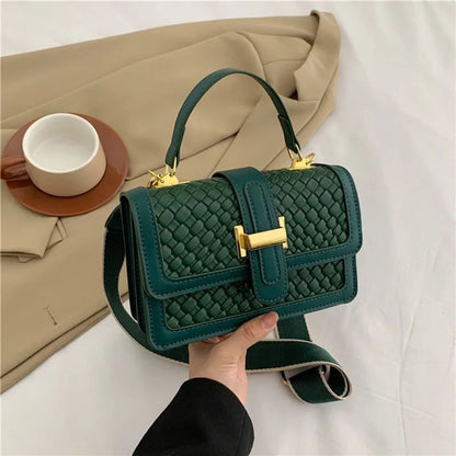 Woven Umhängetasche für Damen ⎜ Kleine Tasche mit geflochtenem Design und praktischem Verschluss