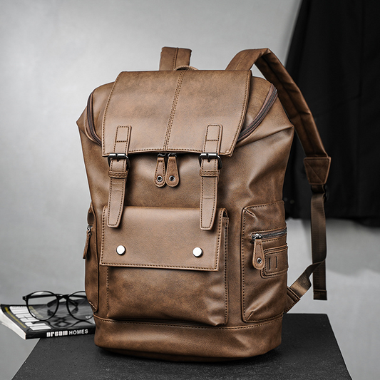 Retro Rucksack für Herren ⎜ Geräumiger Leder-Rucksack im Casual-Design für Alltag und Freizeit