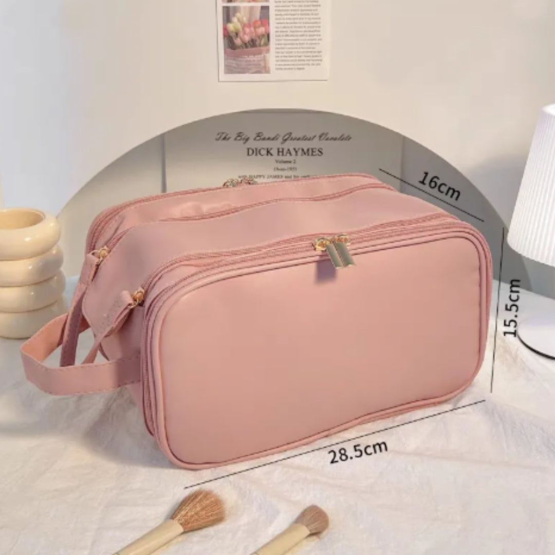 Kosmetiktasche für Damen ⎜ Große Reise-Tasche mit Doppelreißverschluss und Wasserabweisendem Material