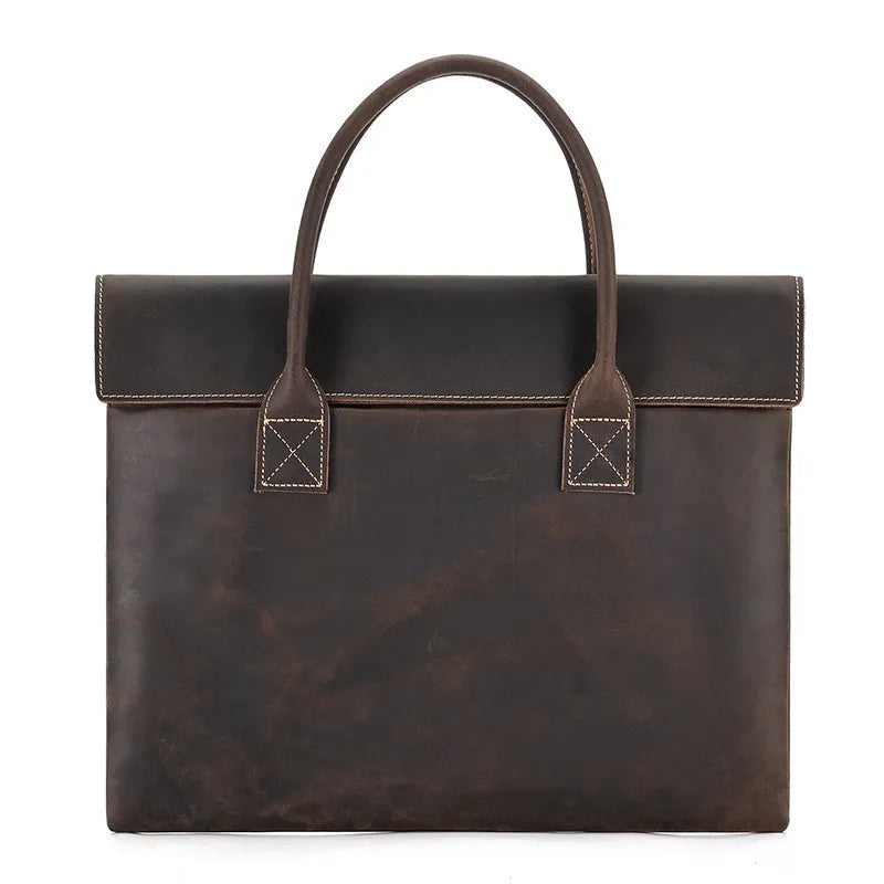 Laptoptasche aus Echtleder ⎜ Stilvolle Aktentasche mit elegantem Design und praktischen Tragegriffen