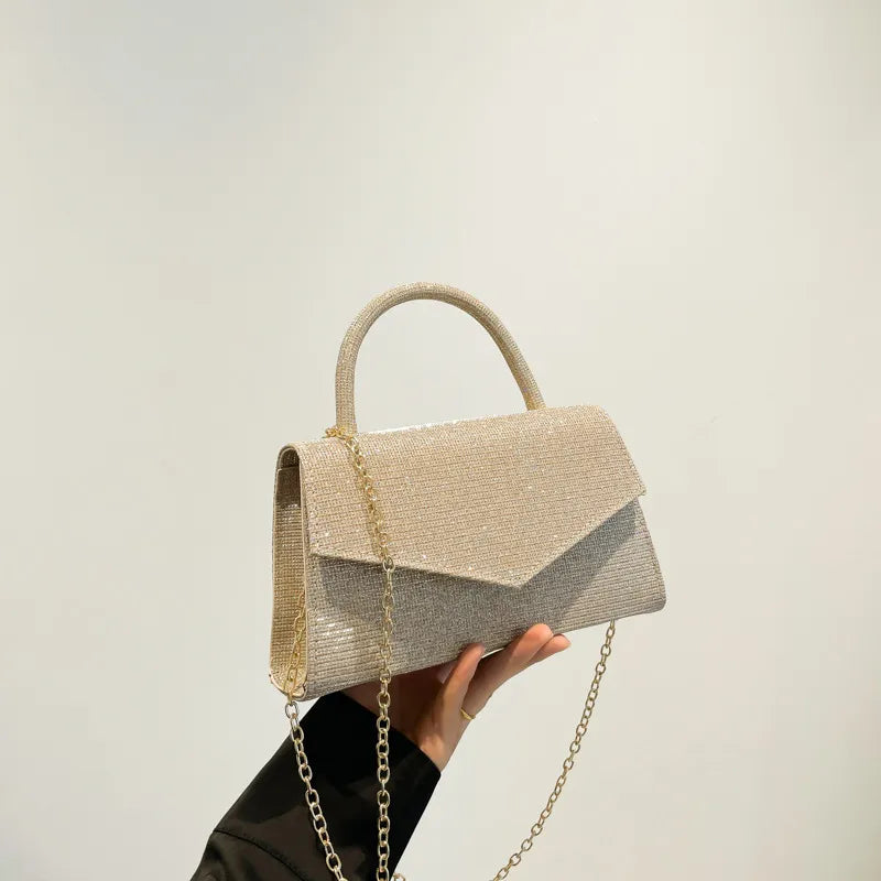 Glitzernde Handtasche für Damen ⎜ Elegante Schultertasche mit funkelndem Design und Kettenriemen