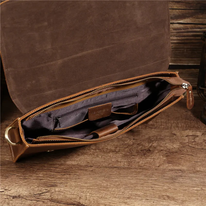 Leder Aktentasche für Herren ⎜ Vintage Business-Tasche mit Laptopfach und verstellbarem Schultergurt