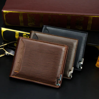 Herren Geldbörse mit Metallecke ⎜ Elegante Kurzform mit Kartenfächern