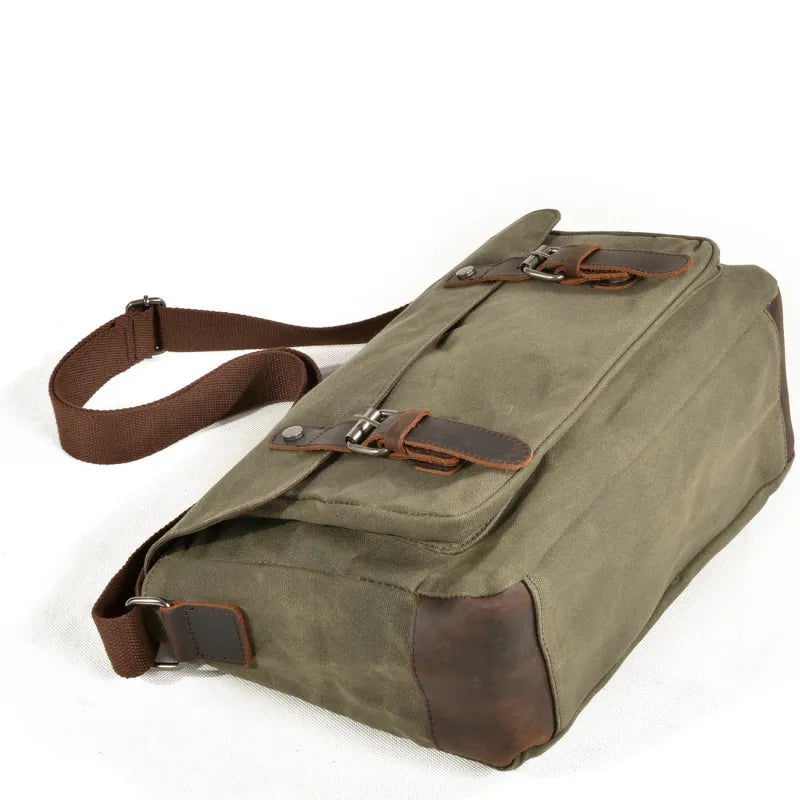 Canvas Umhängetasche für Herren ⎜ Robuste Tasche mit Lederakzenten und verstellbarem Schultergurt