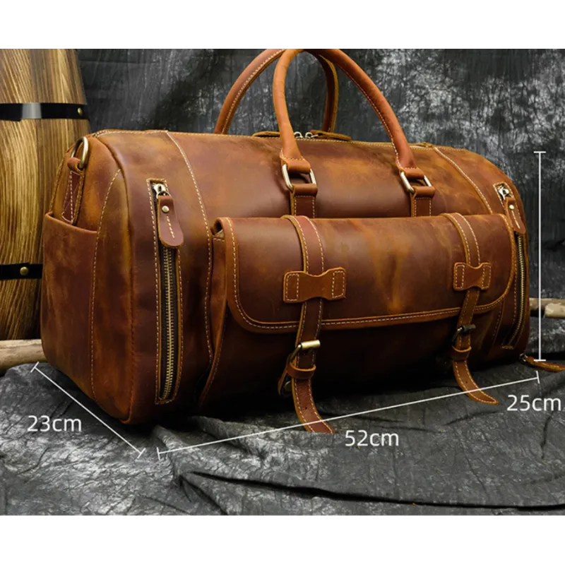 Reisetasche für Herren aus Leder ⎜ Vintage Weekender mit Schultergurt und großem Stauraum