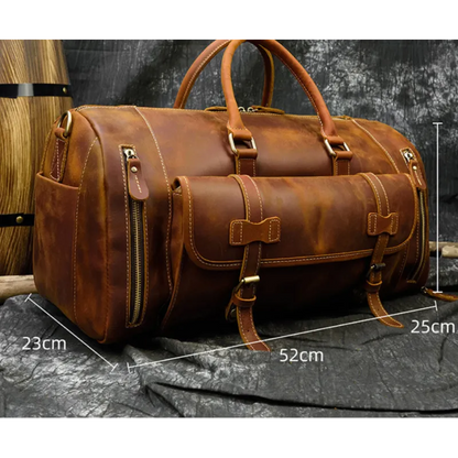 Reisetasche für Herren aus Leder ⎜ Vintage Weekender mit Schultergurt und großem Stauraum