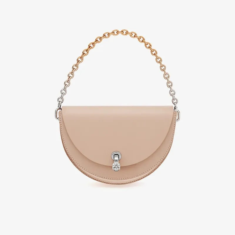 Umhängetasche für Damen ⎜ Stilvolle Handtasche mit Diamantverschluss und Kettenriemen