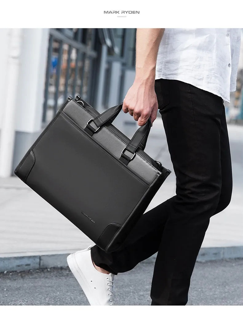 Laptoptasche für Herren ⎜ Schlanke Business-Aktentasche mit Tragegriffen und gepolstertem Laptopfach