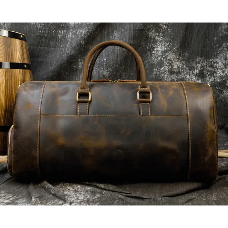 Reisetasche für Herren aus Leder ⎜ Vintage Weekender mit Schultergurt und großem Stauraum