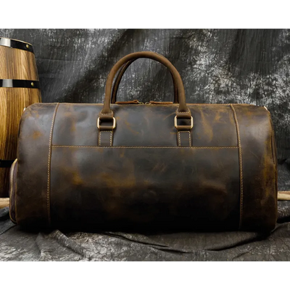 Reisetasche für Herren aus Leder ⎜ Vintage Weekender mit Schultergurt und großem Stauraum