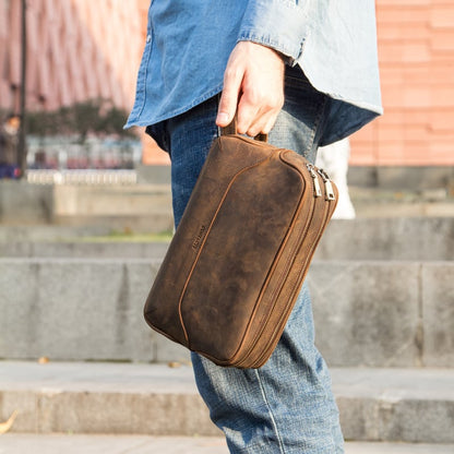 Leder Clutch für Herren ⎜ Vintage Tasche aus echtem Leder mit praktischen Fächern und Reißverschluss