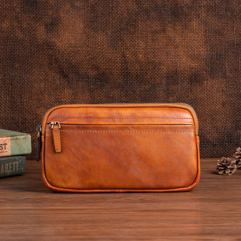 Leder Clutch für Herren ⎜ Stilvolle Tasche mit Reißverschluss und geräumigem Innenfach