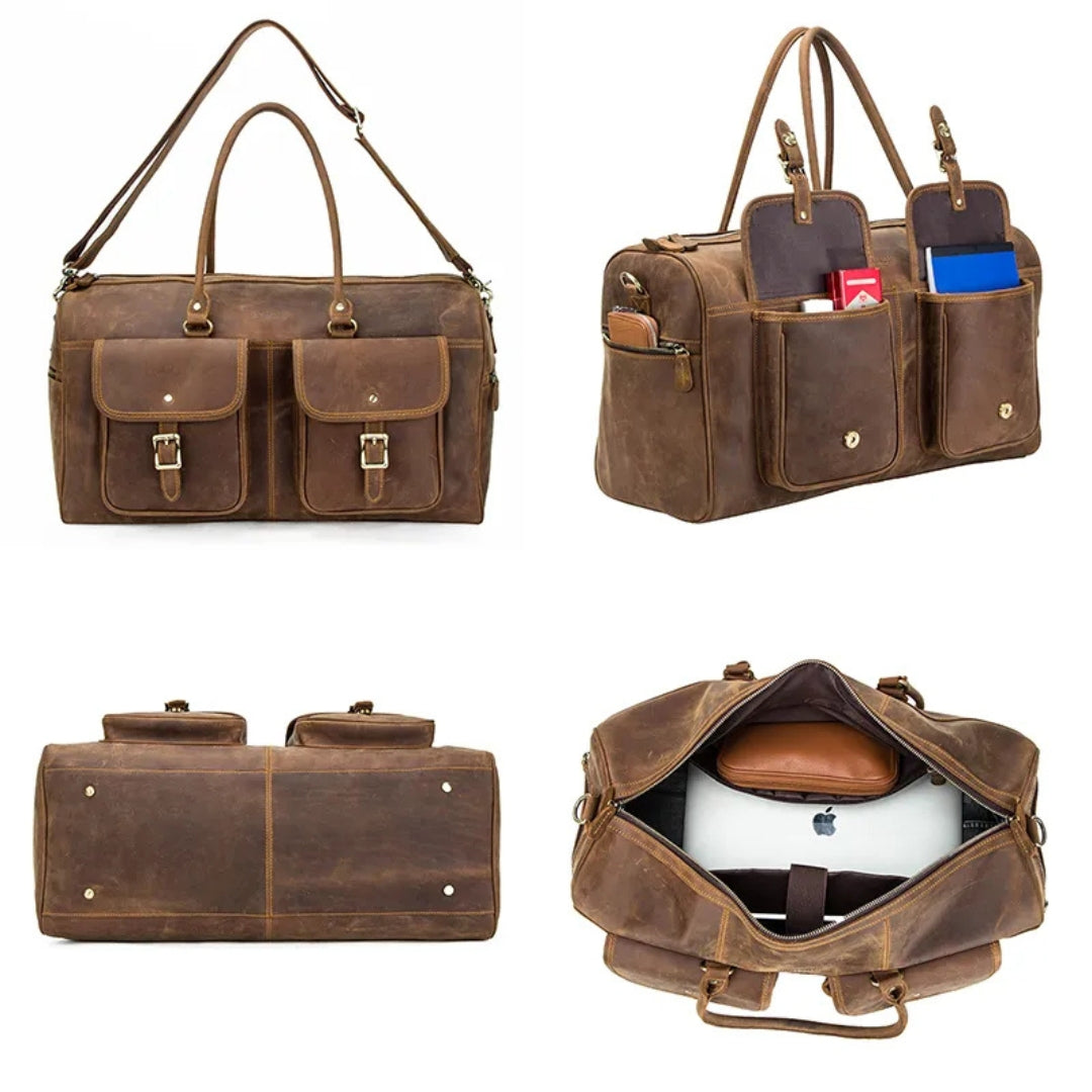 Reisetasche aus Rindsleder für Herren ⎜ Robuste Lederreisetasche mit großem Fassungsvermögen