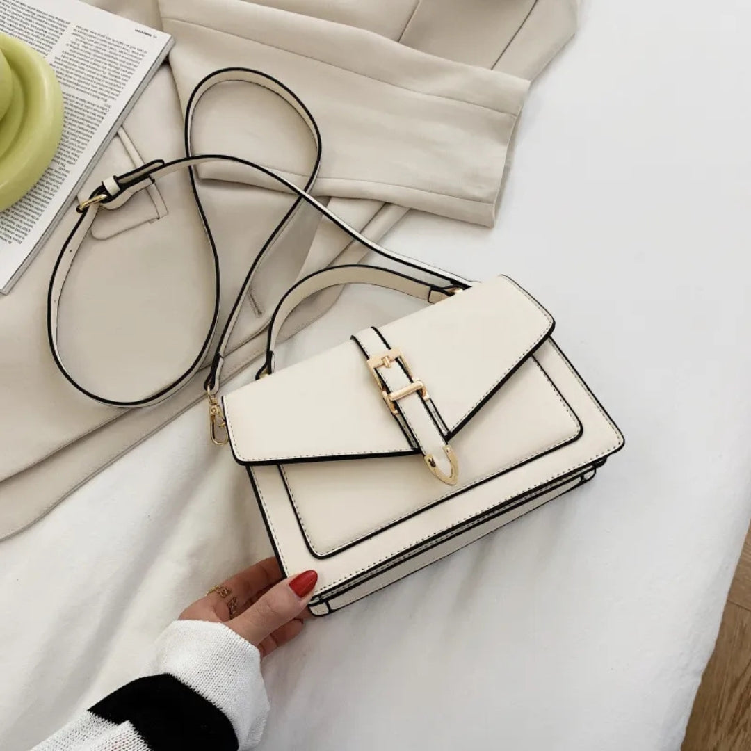 Schultertasche für Damen ⎜ Elegante Handtasche mit Goldener Schnalle und Verstellbarem Riemen