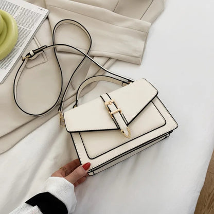 Schultertasche für Damen ⎜ Elegante Handtasche mit Goldener Schnalle und Verstellbarem Riemen