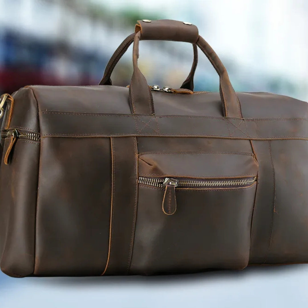 Reisetasche für Herren ⎜ Vintage-Leder mit großzügigem Stauraum und praktischen Fächern