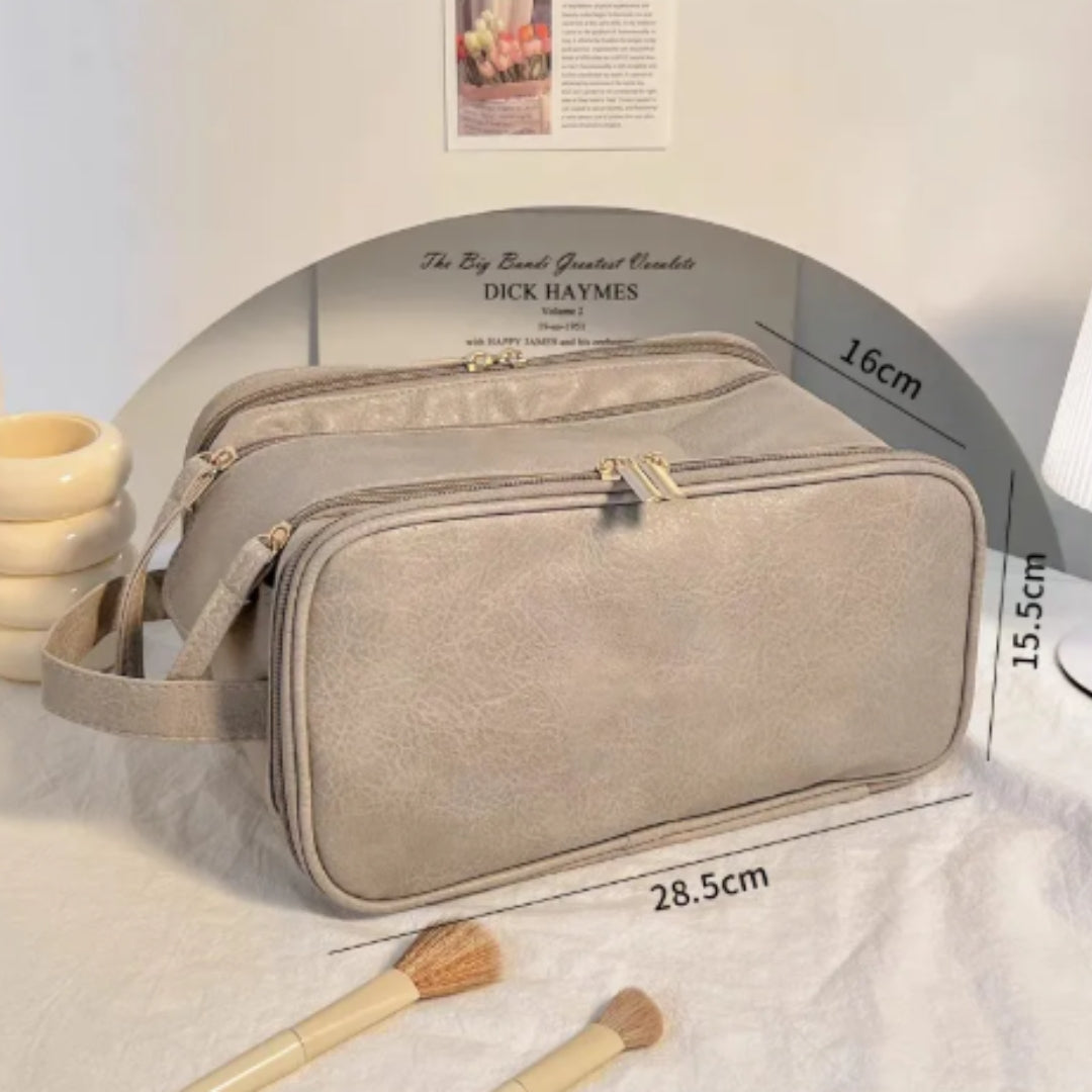 Kosmetiktasche für Damen ⎜ Große Reise-Tasche mit Doppelreißverschluss und Wasserabweisendem Material