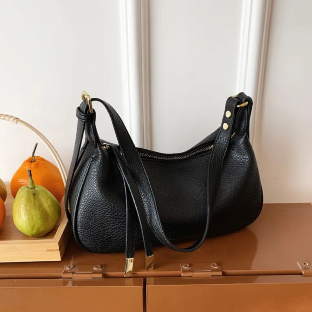 Modische Umhängetasche für Damen ⎜ Schlichte Schultertasche im Dumpling-Design mit verstellbarem Riemen