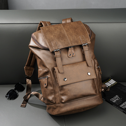 Retro Rucksack für Herren ⎜ Geräumiger Leder-Rucksack im Casual-Design für Alltag und Freizeit