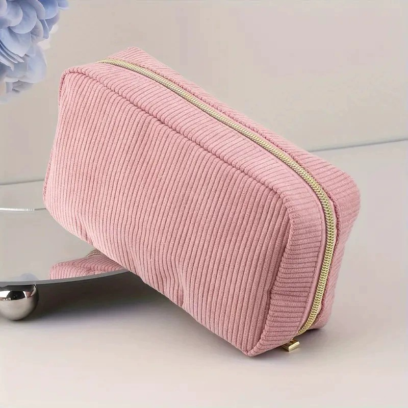 Kosmetiktasche für Damen ⎜ Praktische Aufbewahrungstasche aus Kordstoff mit Reißverschluss
