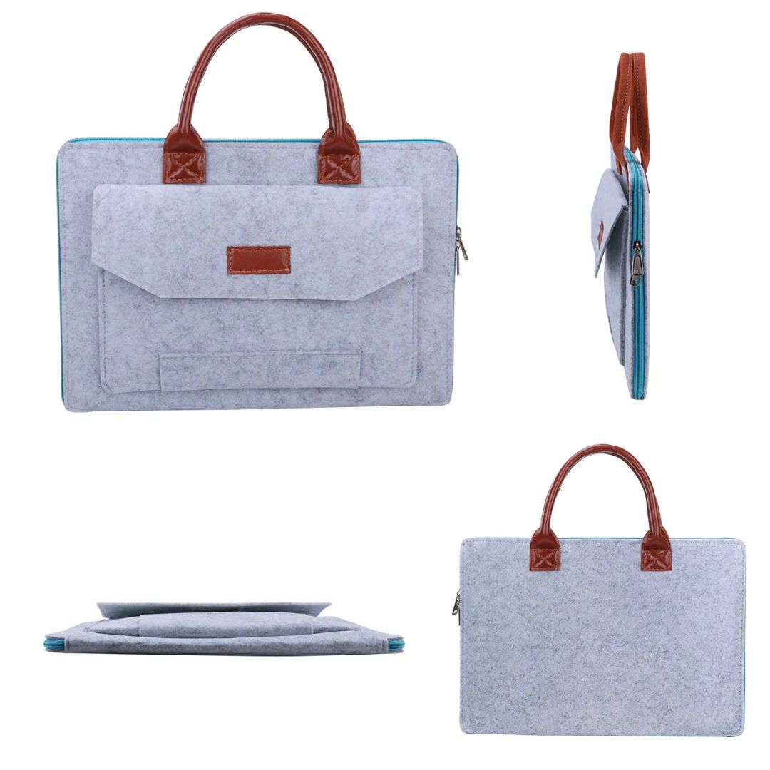 Laptoptasche aus Filz für Herren ⎜ Schützende Umhängetasche mit praktischer Fronttasche und Tragegriffen
