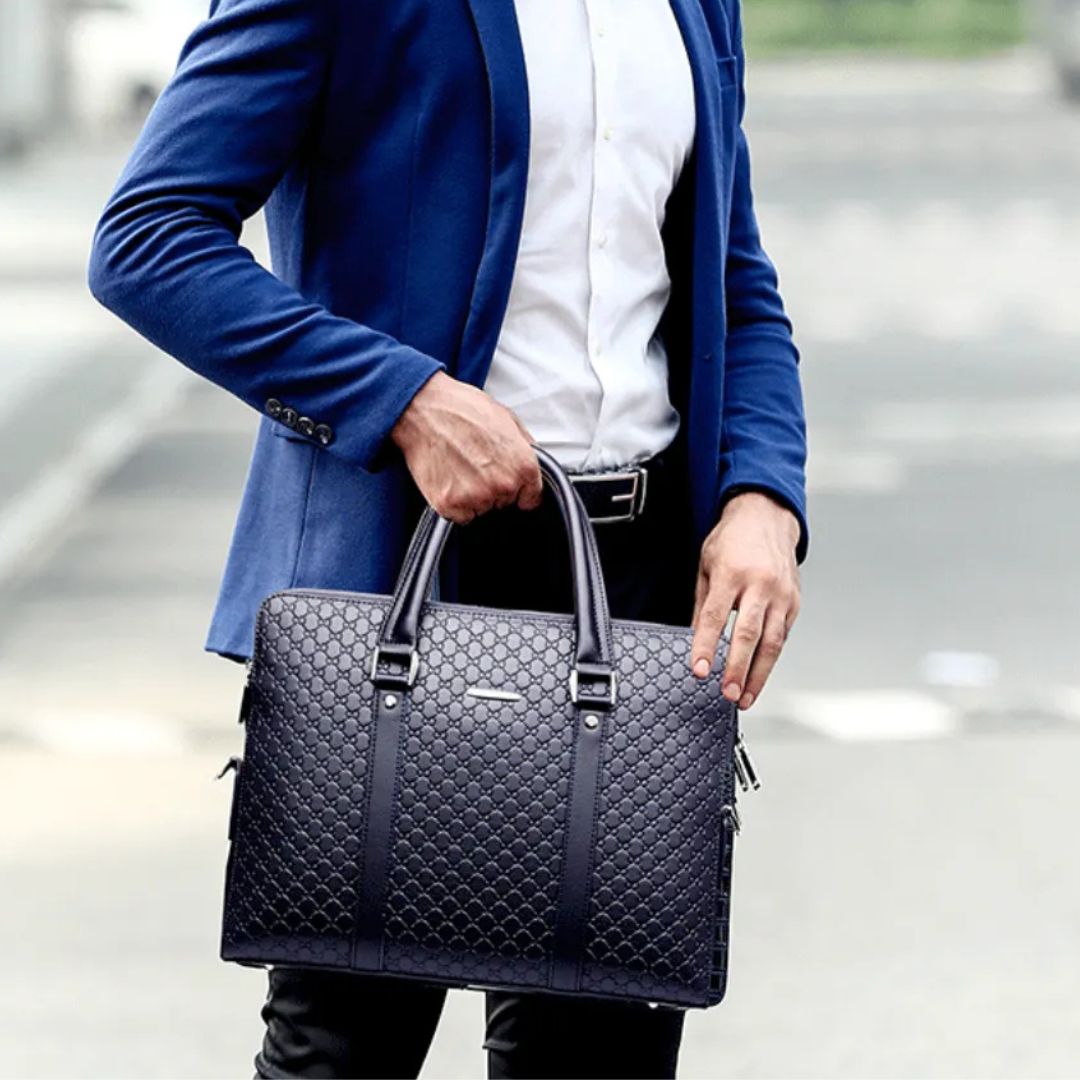 Leder Aktentasche für Herren ⎜ Stilvolle Business Tasche mit geprägtem Design und zusätzlicher Geldbörse