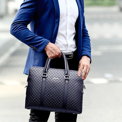 Leder Aktentasche für Herren ⎜ Stilvolle Business Tasche mit geprägtem Design und zusätzlicher Geldbörse