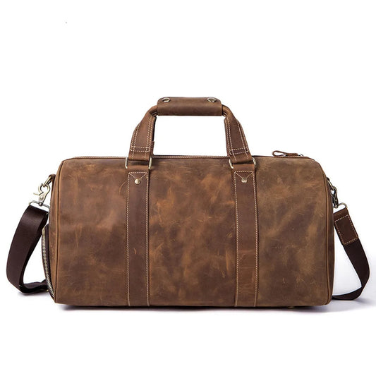 Reisetasche für Herren ⎜ Vintage-Look aus robustem Leder mit viel Stauraum und praktischer Tragbarkeit
