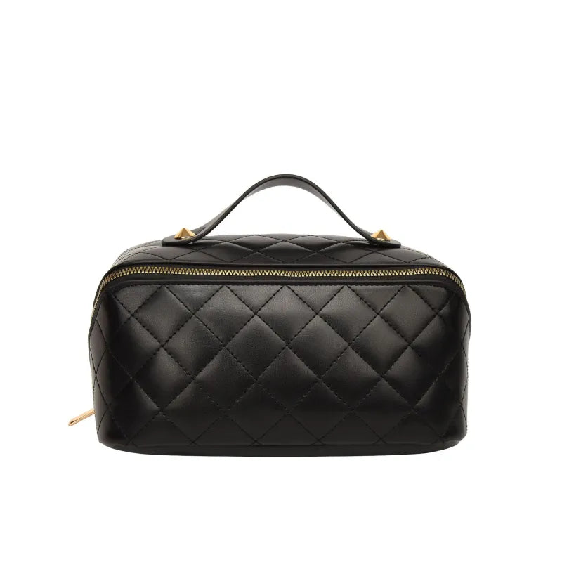 Kosmetiktasche für Damen ⎜ Elegantes Steppdesign mit Reißverschluss und praktischem Tragegriff für unterwegs