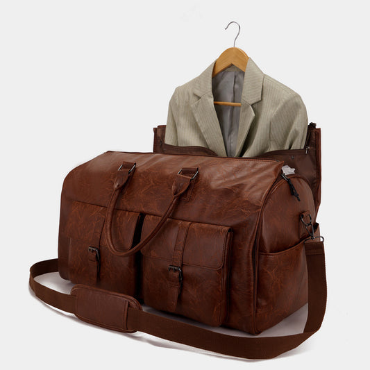 Reisetasche aus PU-Leder ⎜ Praktisches Design mit großer Kapazität und mehreren Außentaschen