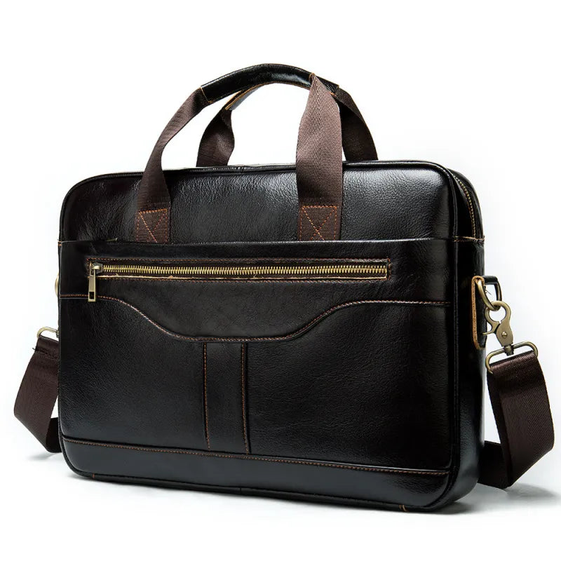 Laptoptasche aus Echtleder für Herren ⎜ Vintage Aktentasche mit praktischen Fächern und robustem Design