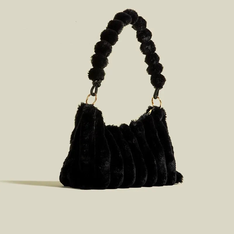 Plüsch Umhängetasche für Damen ⎜ Große Tasche mit weichem Material und stilvollem Design