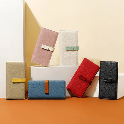 Damen Geldbörse mit Kontrastfarbe ⎜ Langes Design mit praktischem Verschluss und Platz für mehrere Karten