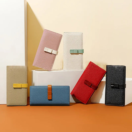 Damen Geldbörse mit Kontrastfarbe ⎜ Langes Design mit praktischem Verschluss und Platz für mehrere Karten
