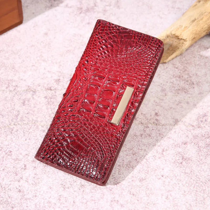 Clutch für Damen ⎜ Elegante Geldbörse im Krokodil-Design aus hochwertigem Kunstleder
