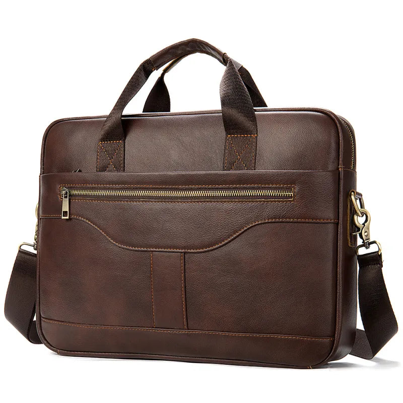 Laptoptasche aus Echtleder für Herren ⎜ Vintage Aktentasche mit praktischen Fächern und robustem Design