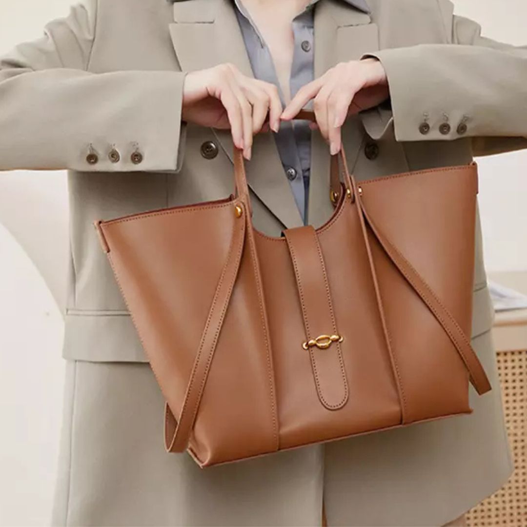 Große Tragetasche für Damen ⎜ Hochwertiges Design aus echtem Leder mit geräumigem Innenraum