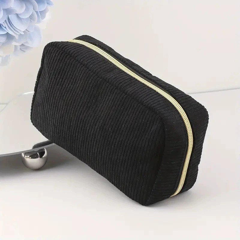Kosmetiktasche für Damen ⎜ Praktische Aufbewahrungstasche aus Kordstoff mit Reißverschluss
