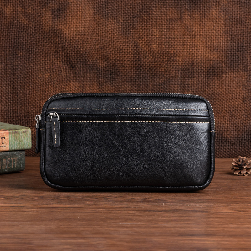 Leder Clutch für Herren ⎜ Stilvolle Tasche mit Reißverschluss und geräumigem Innenfach
