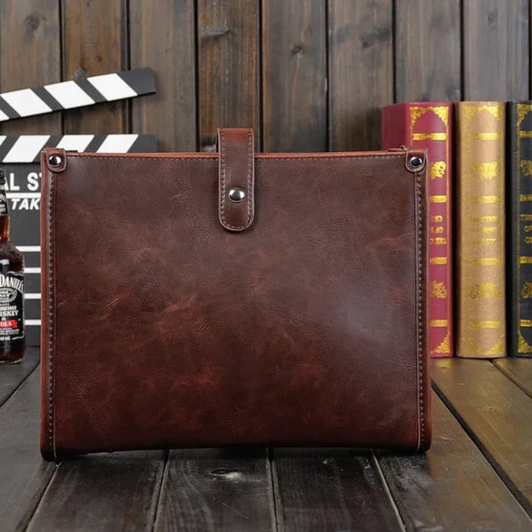 Umhängetasche für Herren ⎜ Retro-Schultertasche aus Kunstleder im Querformat mit Magnetverschluss