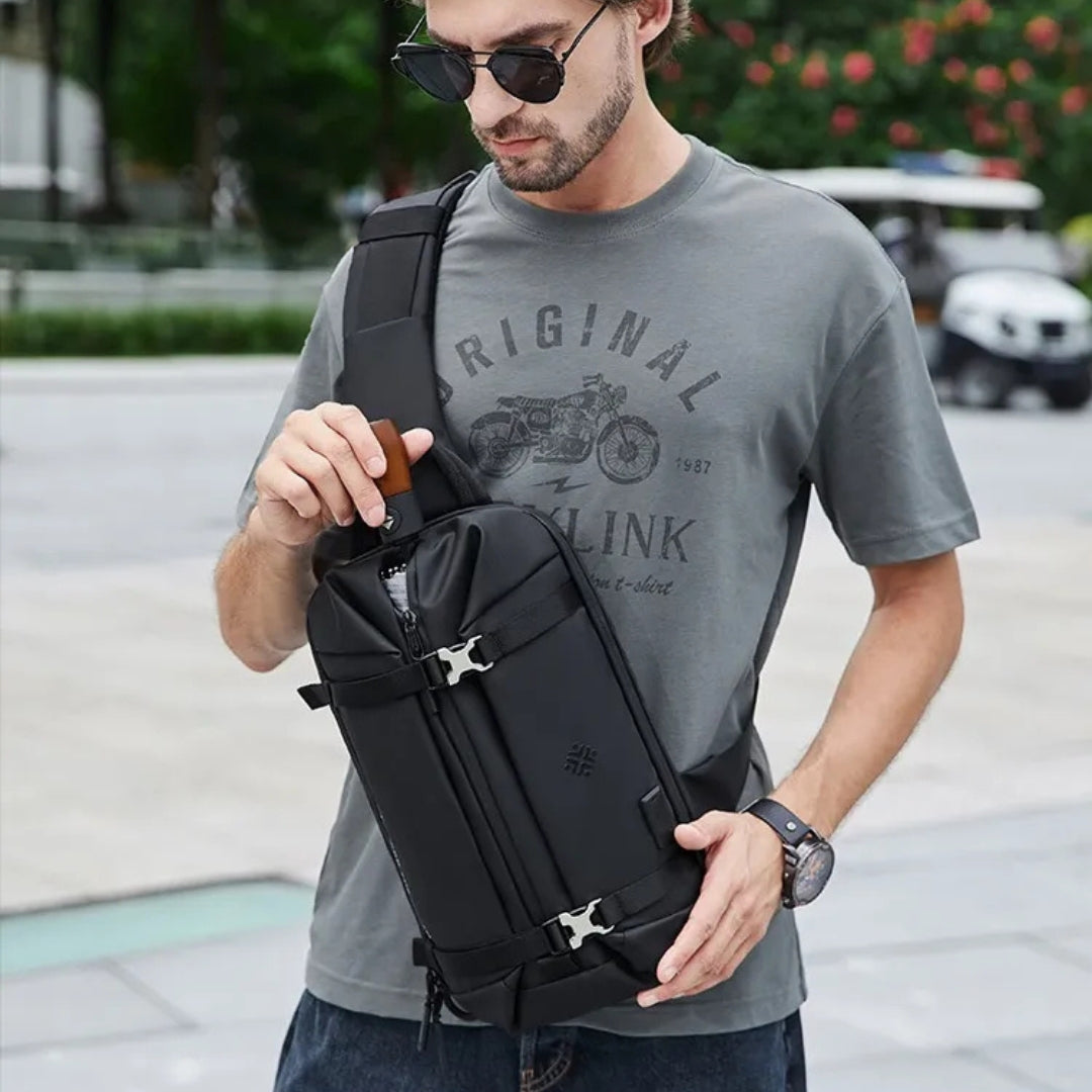 Umhängetasche für Herren ⎜ Wasserabweisende Crossbody-Tasche aus Oxford-Gewebe mit Verstellbarem Tragesystem