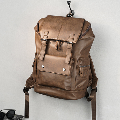 Retro Rucksack für Herren ⎜ Geräumiger Leder-Rucksack im Casual-Design für Alltag und Freizeit