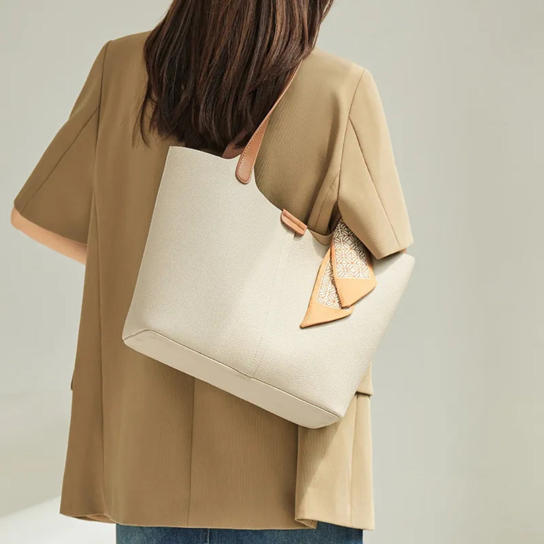 Große Handtasche aus Kunstleder ⎜ Stilvolle Tasche mit Praktischem Design und Modischen Details