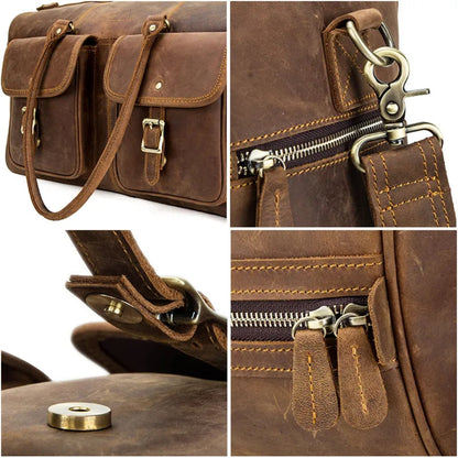 Reisetasche aus Rindsleder für Herren ⎜ Robuste Lederreisetasche mit großem Fassungsvermögen